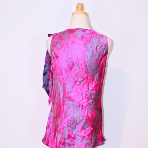 CAbi Pink and Purple Abstract Silk Tank Blouse - Picture 2 of 4